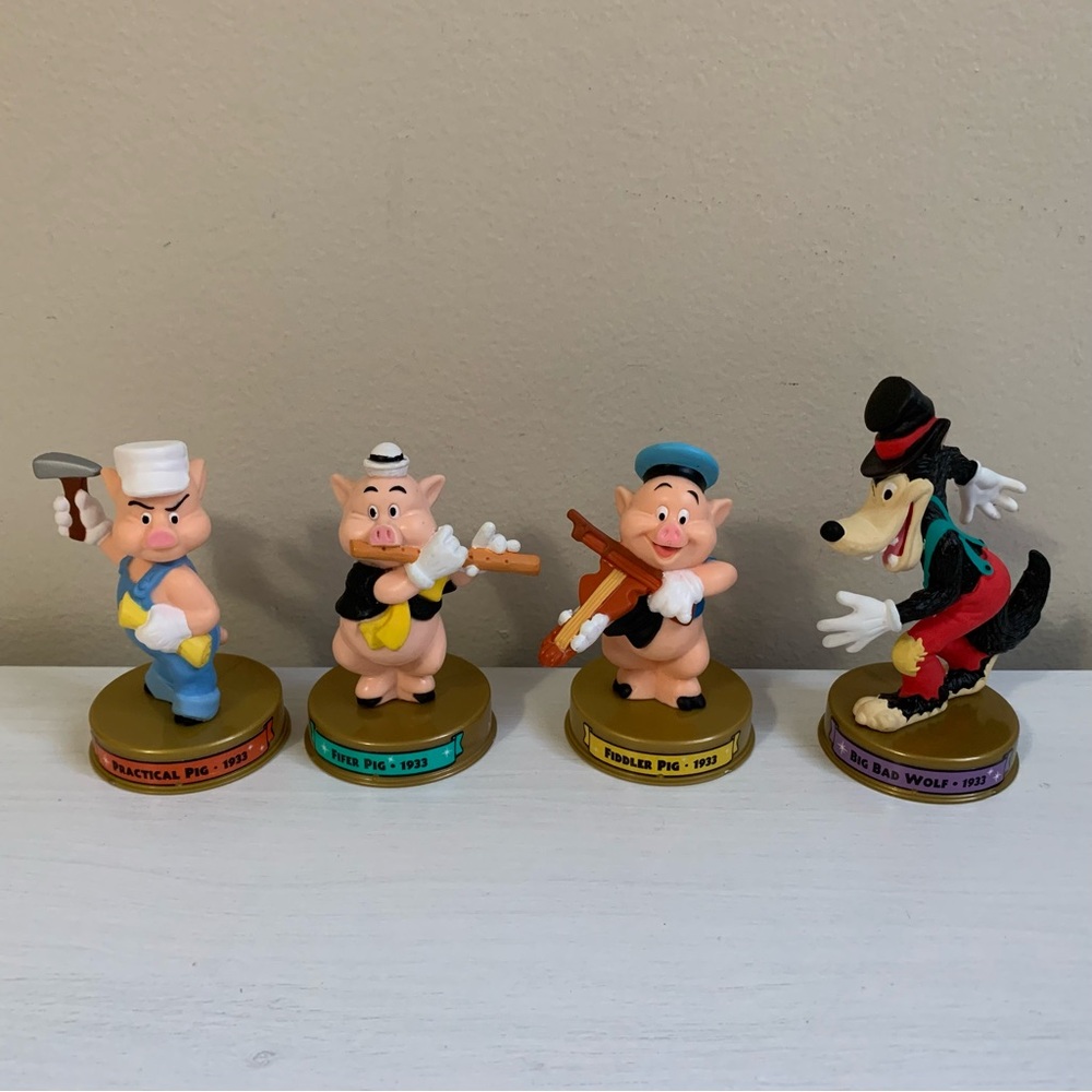 McDonald’s Toys 2002 Disney 100 years of Magic Three Little Pigs & Wolf Figures - Picture 1 of 11